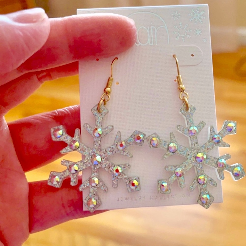 Brand new iridescent snowflake earrings